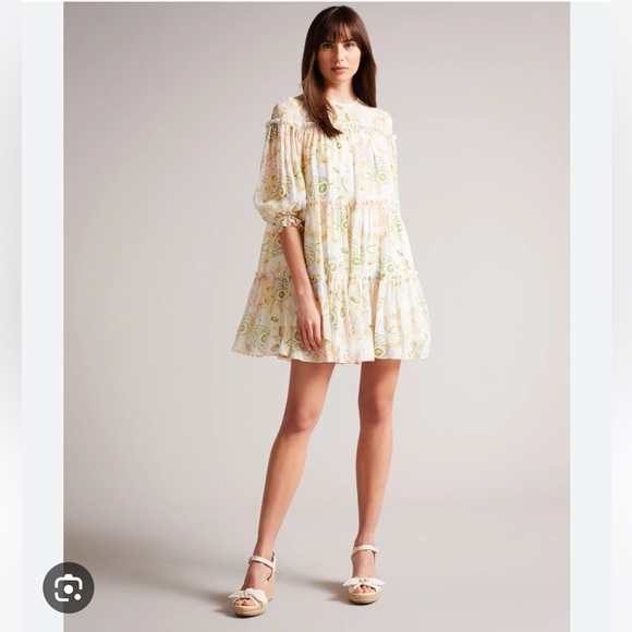 NWT Ted Baker London Bellona White Tiered Trapeze Mini Dress. $395 - Picture 2 of 13
